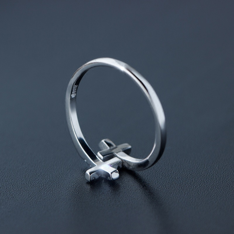 Double Cross Ring – Adjustable Crystal Cross Open Ring