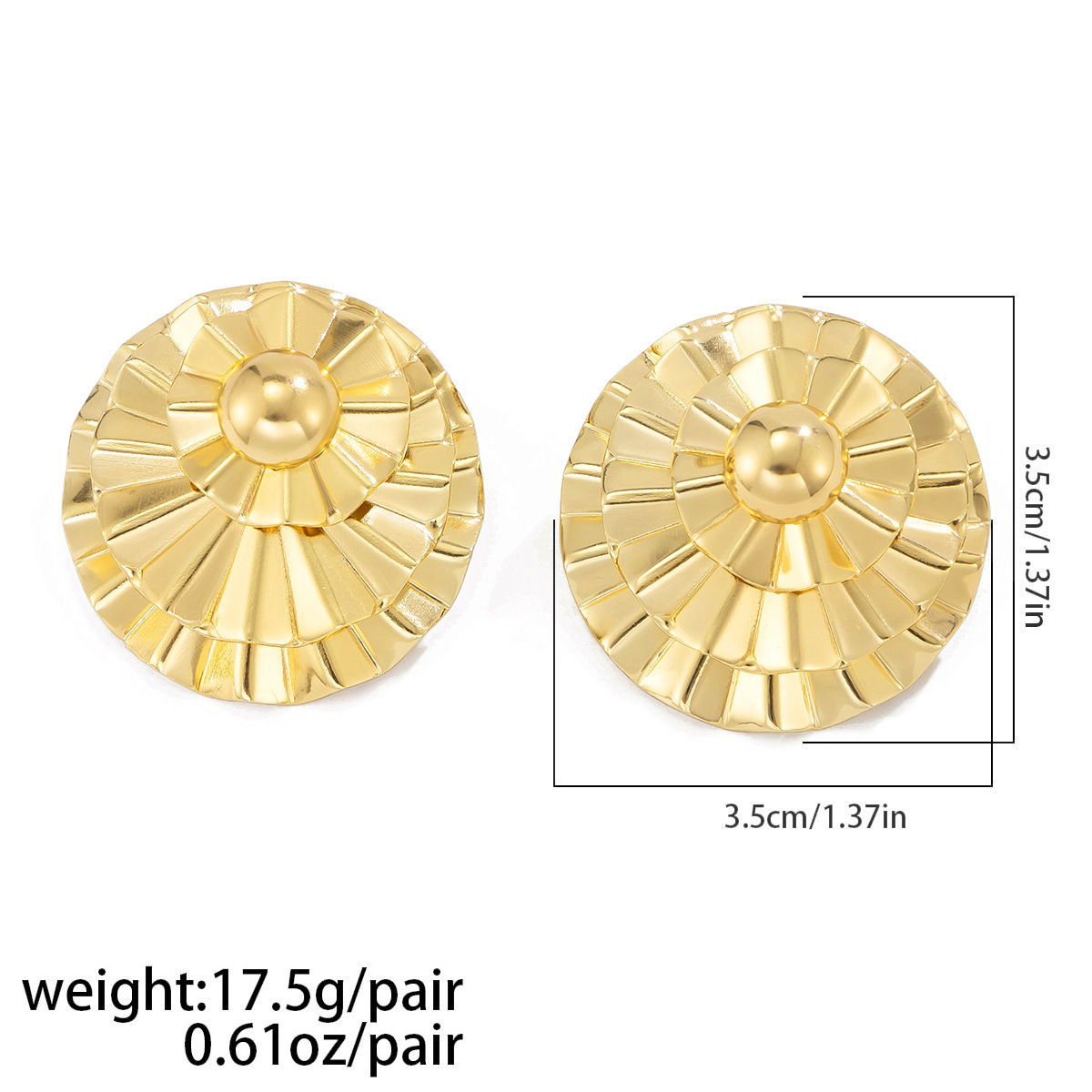 Chunky Fan Stud Earrings – Gold & Silver Geometric Statement Studs