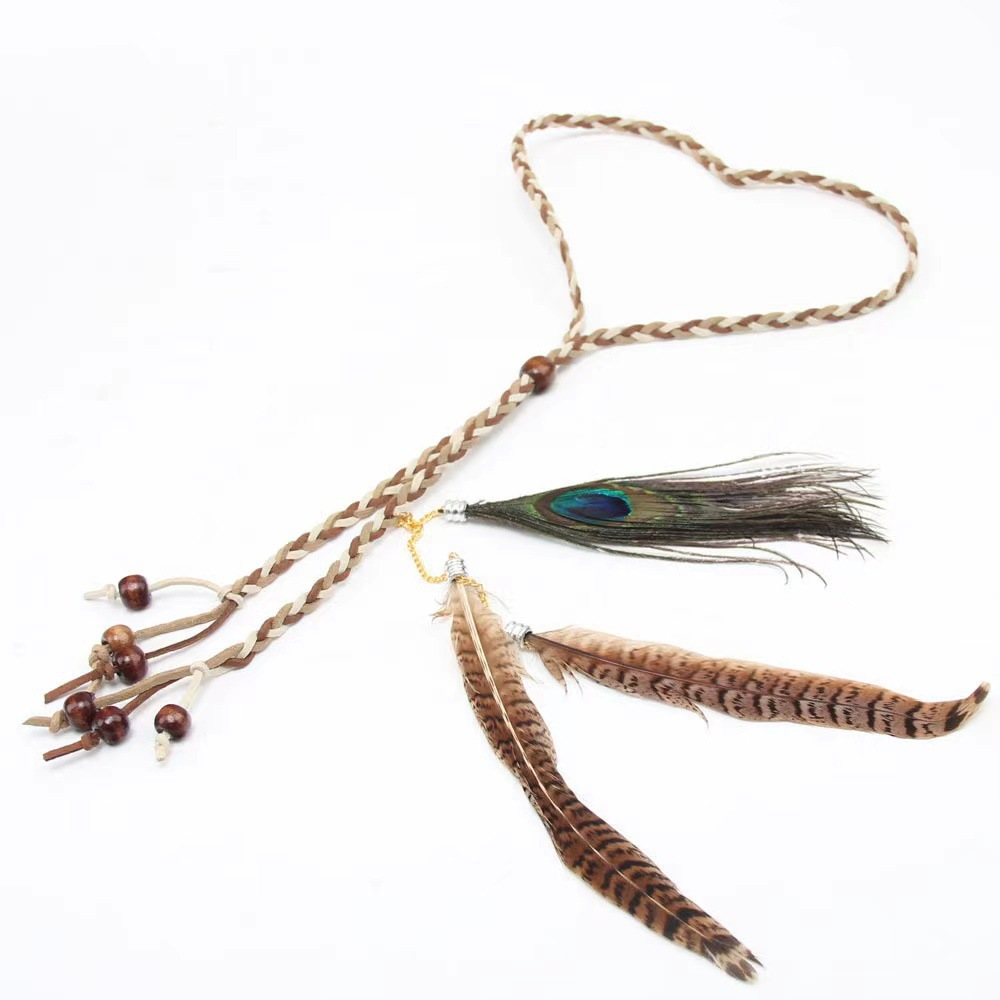 Peacock Feather Braided Headband – Boho Hair Band in Light & Deep