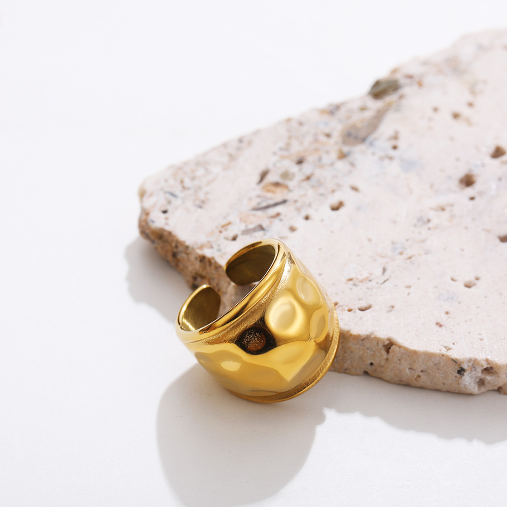 Hammered Dome Ring – Chunky Gold Stainless Steel Statement Ring