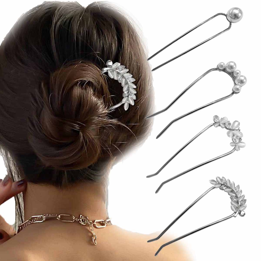 Pearl U-Shaped French Hair Pins – Minimalist Bun Hair Fork