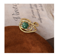 Geometric Green Stone Ring – Modern Line Zircon Ring in Gold