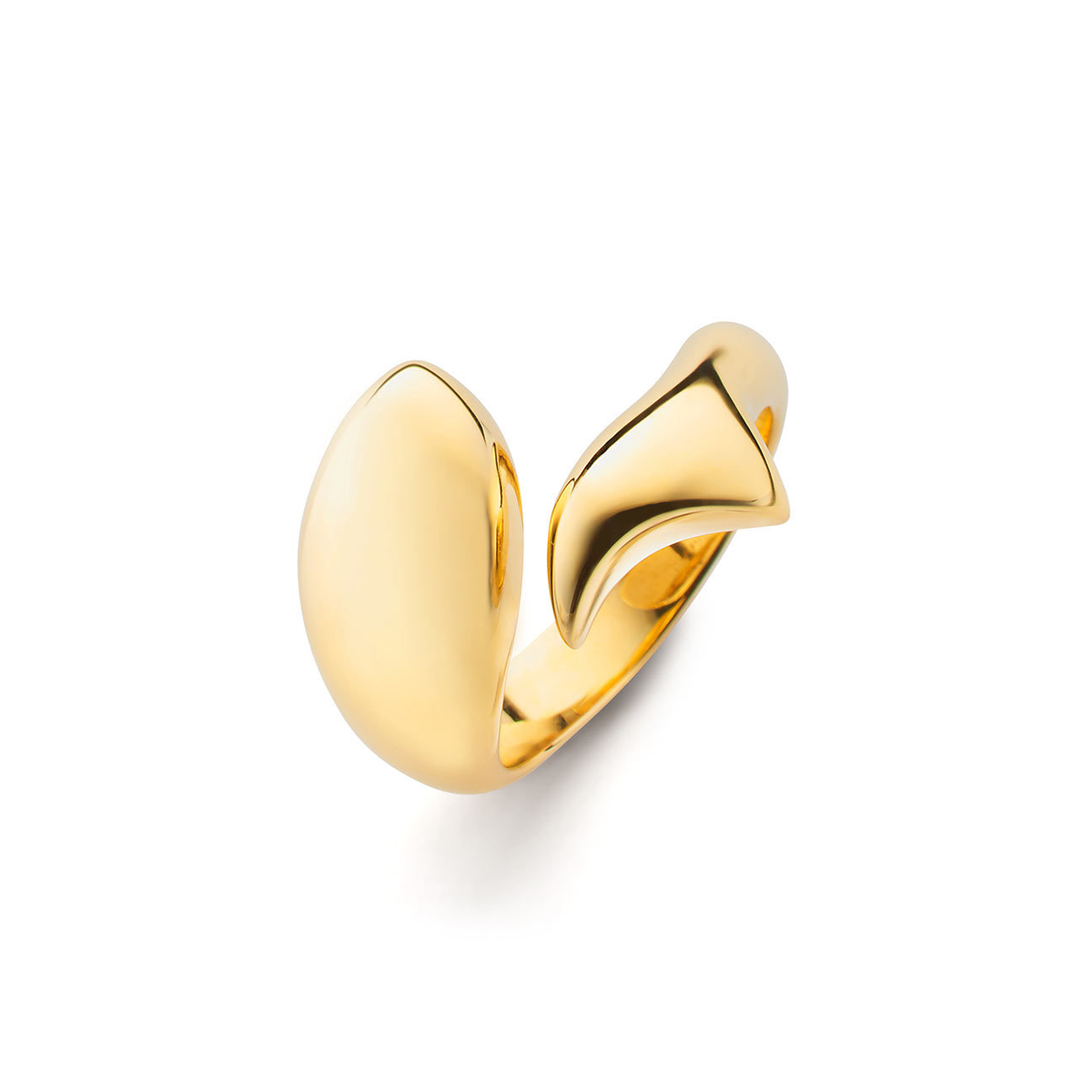 Gold Teardrop Bypass Ring – Pavé Zircon & Polished Hug Ring