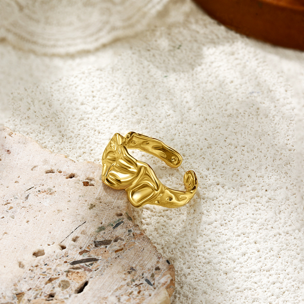 Molten Gold Ring – Organic Pleated Texture Open Band Ring