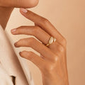 Gold Teardrop Bypass Ring – Pavé Zircon & Polished Hug Ring