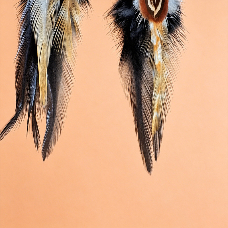 Natural Feather Earrings – Long Pheasant Feather Drop Earrings