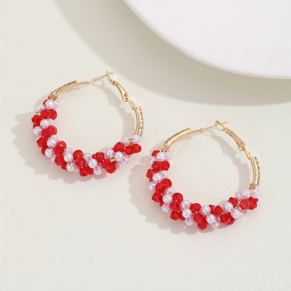 Rhinestone Cluster Hoop Earrings – Crystal Statement Hoops in 4 Colors