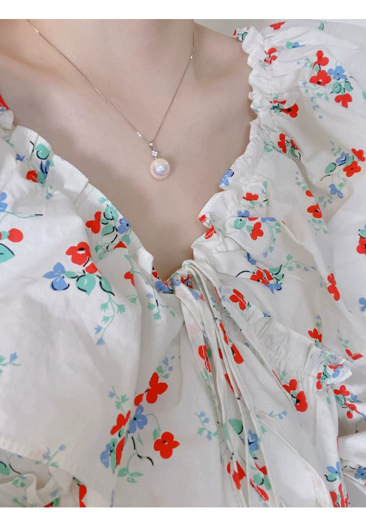 Pink Pearl Pendant Necklace – Silver Clover Clasp Necklace