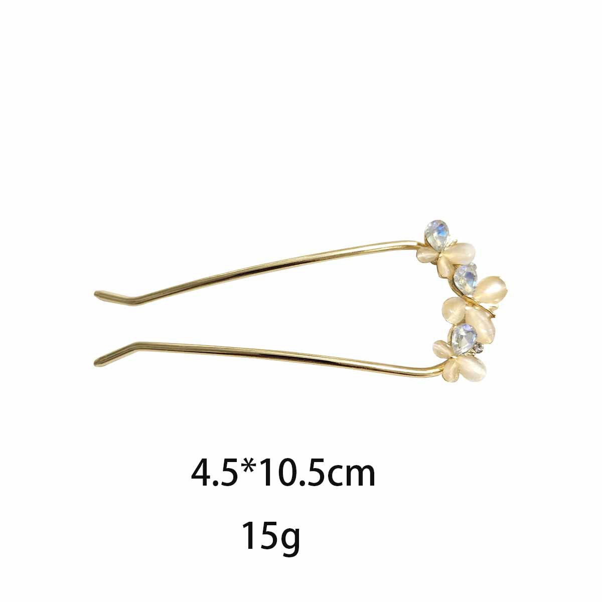 Crystal Leaf & Butterfly U-Shaped Hair Pins – Decorative French Fork