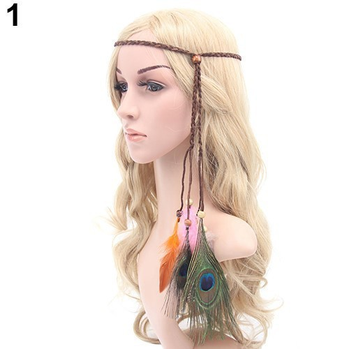 Bohemian Feather Headband – Peacock Feather Hair Band in Deep & Light