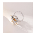 Star Orbit Ring – Two-Tone Celestial Zircon Ring with Pearl