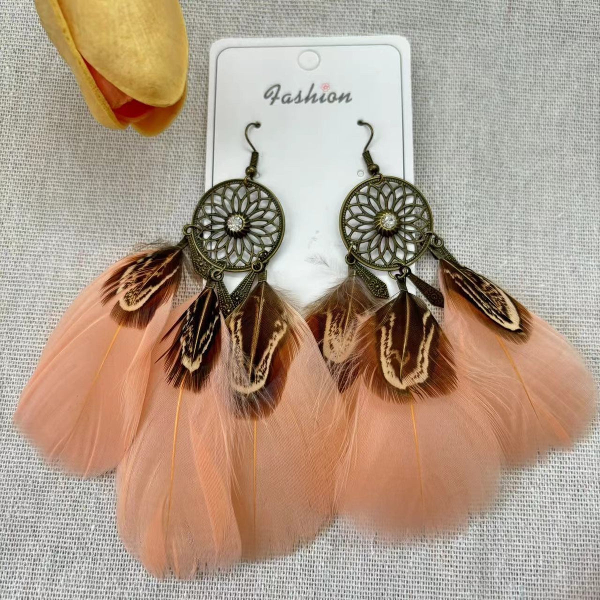 Dreamcatcher Feather Earrings – Boho Medallion Drop Earrings in 7 Colors