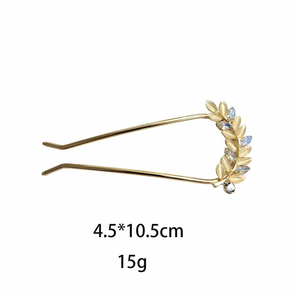 Crystal Leaf & Butterfly U-Shaped Hair Pins – Decorative French Fork
