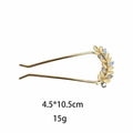 Crystal Leaf & Butterfly U-Shaped Hair Pins – Decorative French Fork