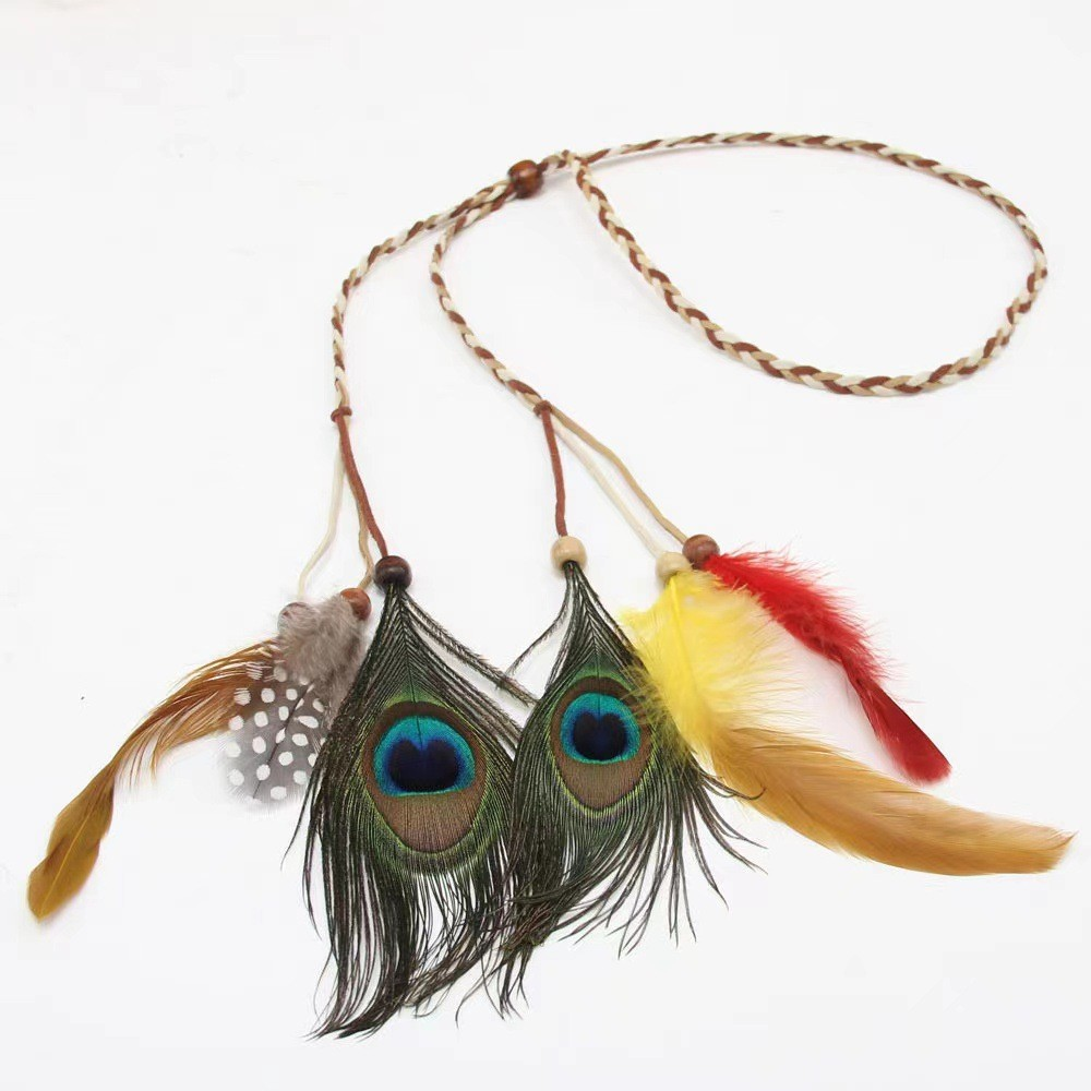 Bohemian Feather Headband – Peacock Feather Hair Band in Deep & Light