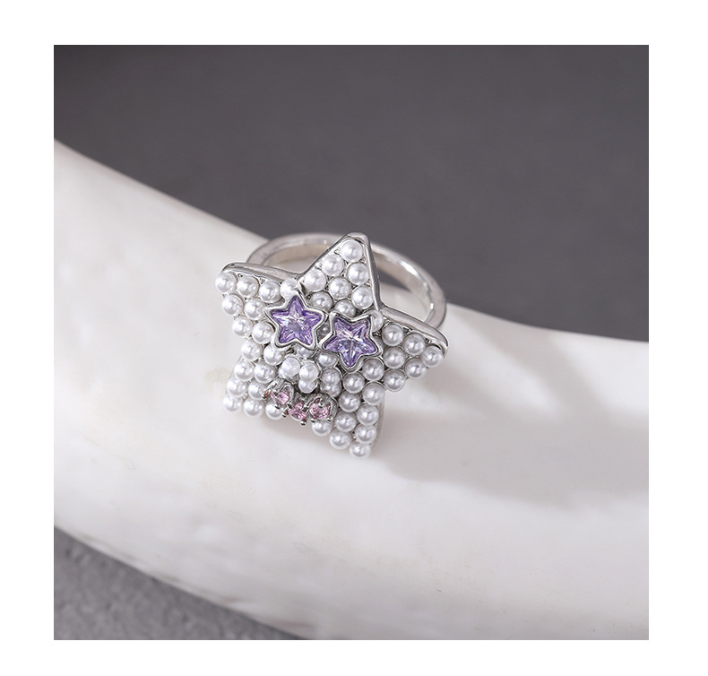 Pearl Star Ring – Gold Five-Pointed Star Ring with Pearls