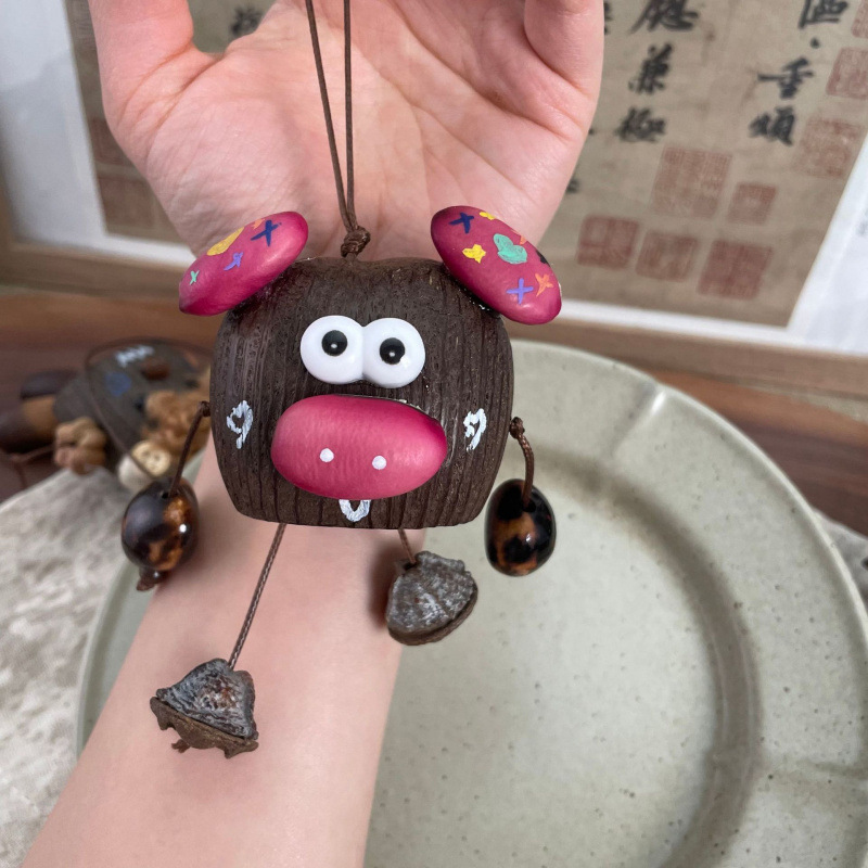 Natural Seed Pod Doll Bag Charm – Handmade Animal Keychain in 7 Styles