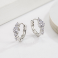 Crystal Huggie Hoop Earrings – Silver 4-Stone Hoops