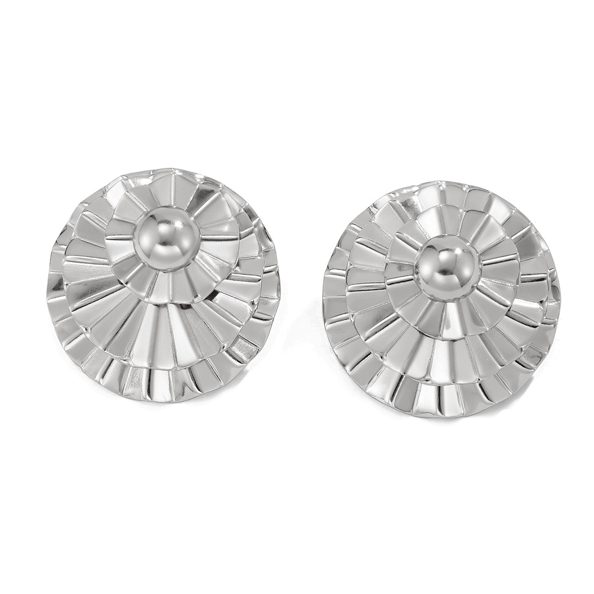 Chunky Fan Stud Earrings – Gold & Silver Geometric Statement Studs