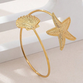 Starfish Shell Cuff Bracelet – Gold Open Bangle