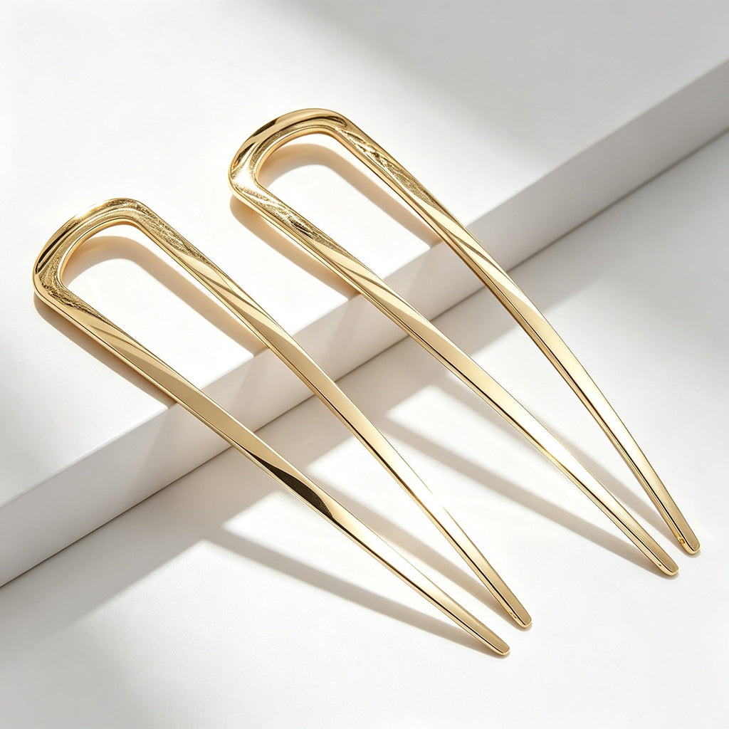 Sleek Metal French Hair Pin – 14cm Arc U-Shaped Hair Fork