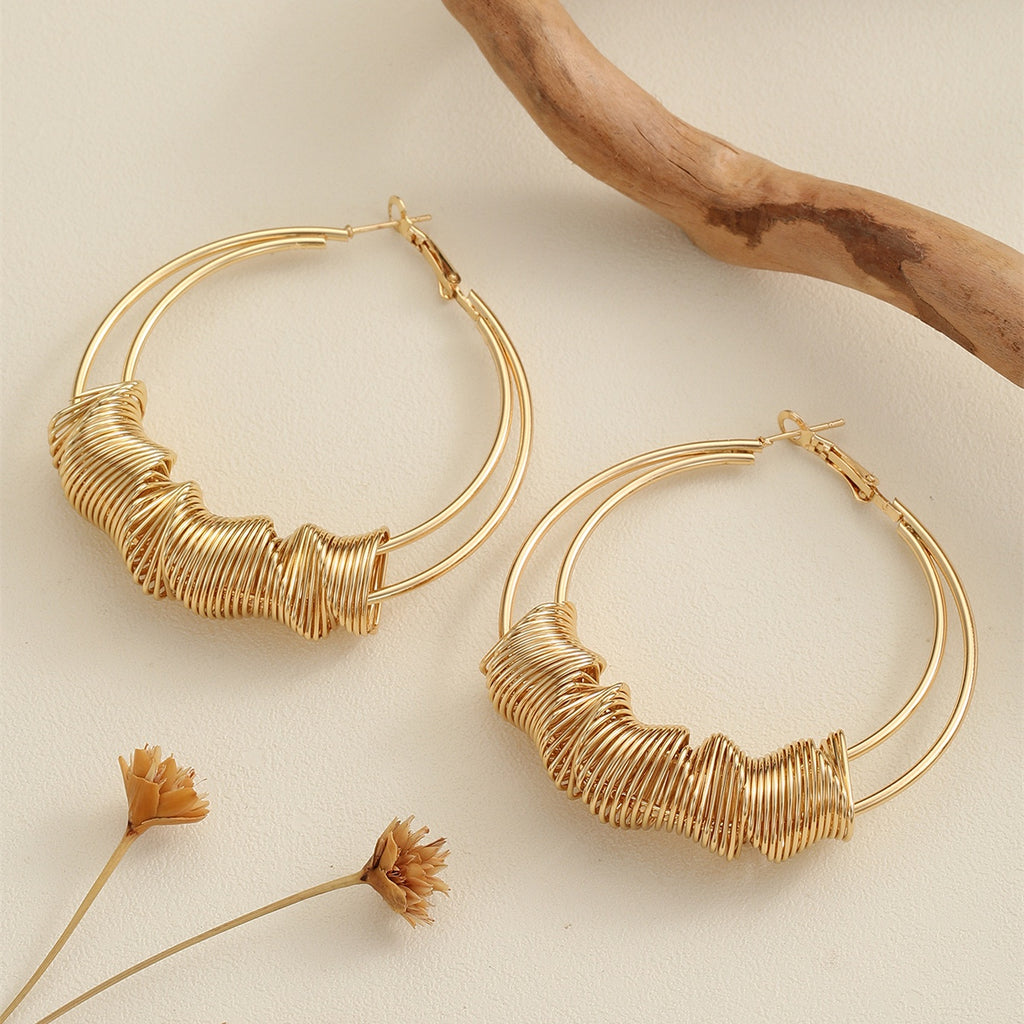 Twisted Wire Hoop Earrings – Gold & Silver Statement Hoops