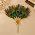 Peacock Feather Hair Pin – Gold Flower Feather Hair Fork