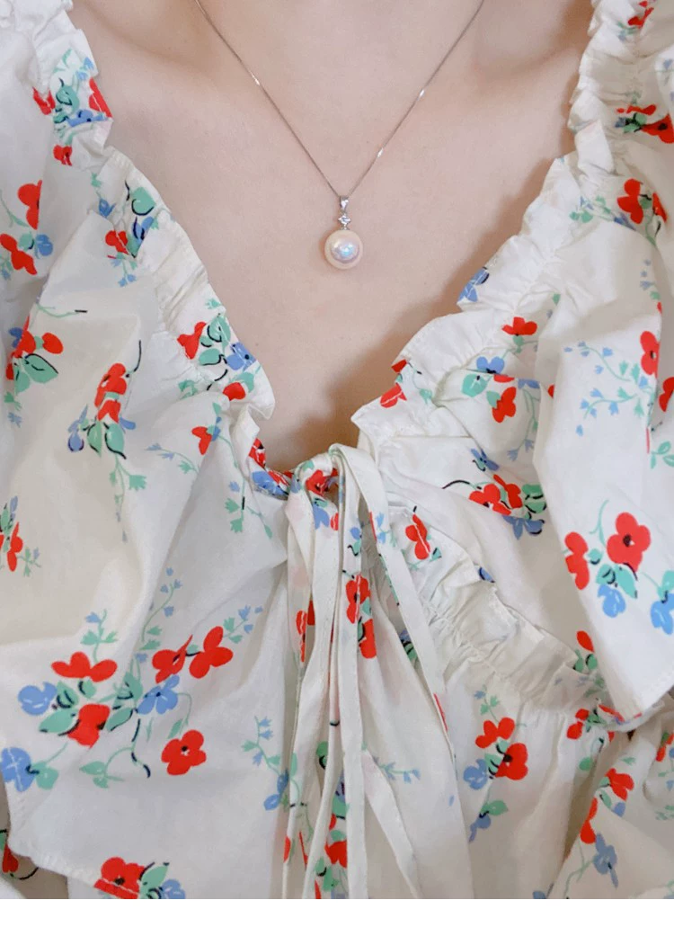 Pink Pearl Pendant Necklace – Silver Clover Clasp Necklace