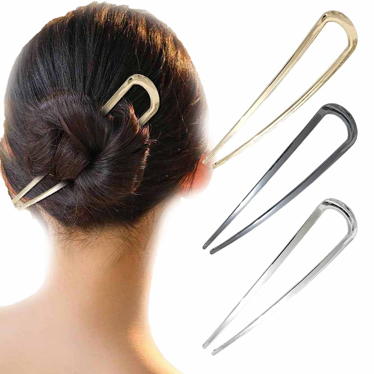 Sleek Metal French Hair Pin – 14cm Arc U-Shaped Hair Fork