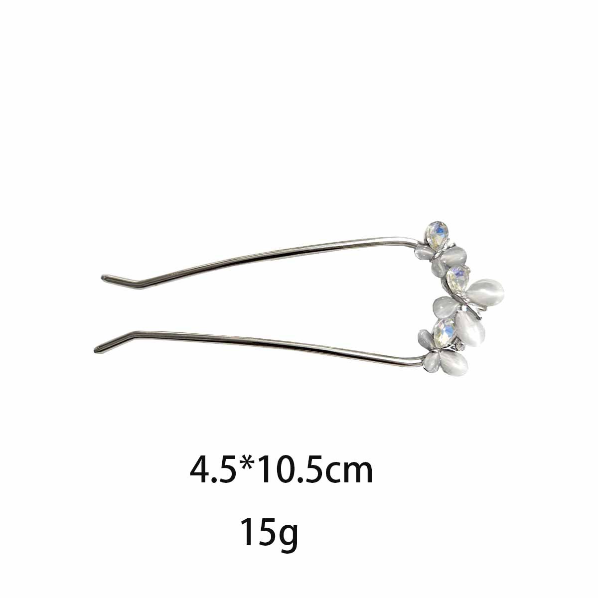 Crystal Leaf & Butterfly U-Shaped Hair Pins – Decorative French Fork