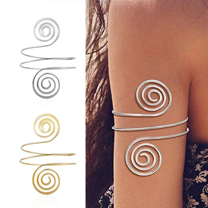 Spiral Arm Cuff – Gold & Silver Upper Arm Cuff Bracelet