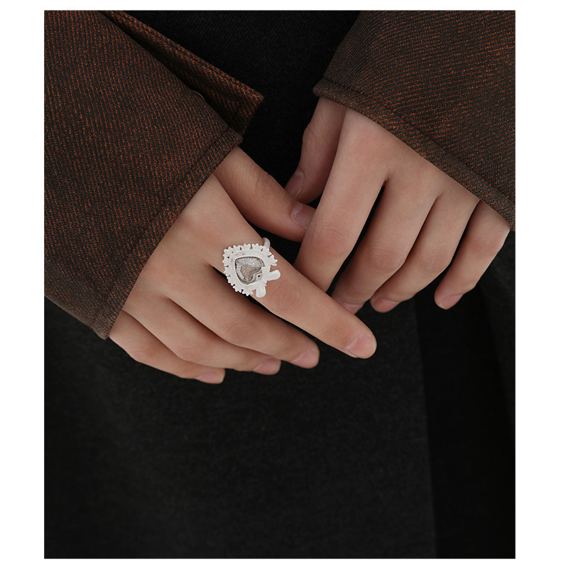 Bow Heart Ring – White Thorn Heart Statement Ring