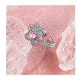 Teddy Bear Heart Ring – Cute Pink Enamel & Zircon Animal Ring