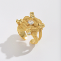 Gold Knot Zircon Ring – Chunky Hip-Hop Textured Statement Ring