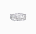 Silver Wide Band Ring – Multi-Layer Crisscross Zircon Ring