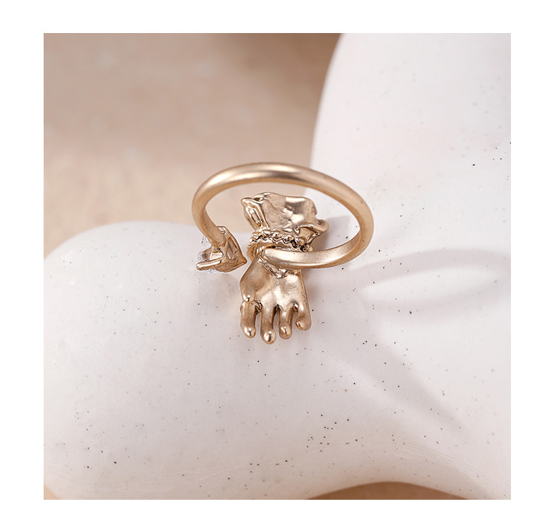 Sculptural Hand Ring – Antique Bronze Heart Zircon Ring