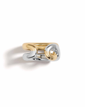 Two-Tone Intertwined Ring – Gold & Silver Double Band Open Ring