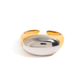 Two-Tone Oval Ring – Gold & Silver Minimalist Open Band Ring