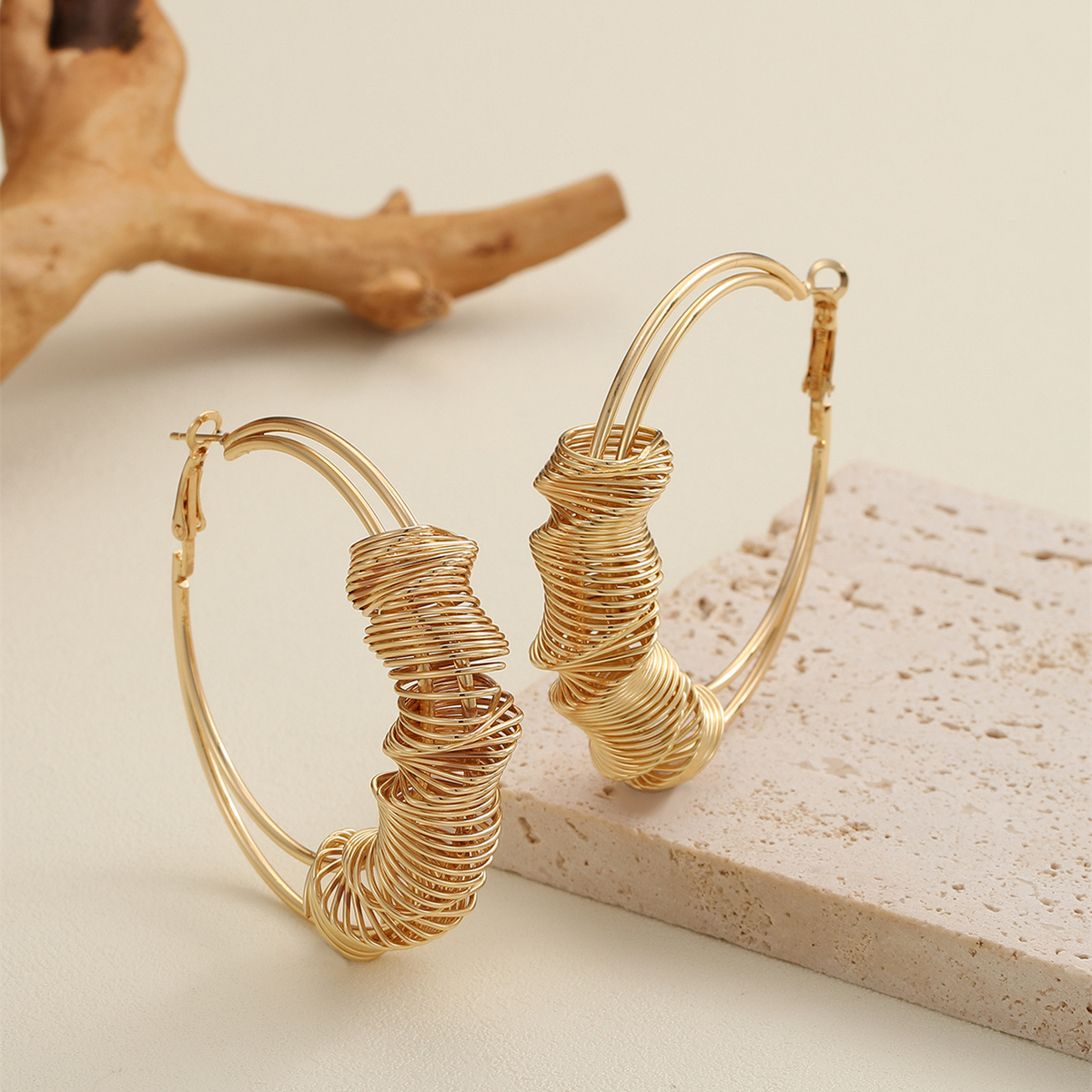 Twisted Wire Hoop Earrings – Gold & Silver Statement Hoops