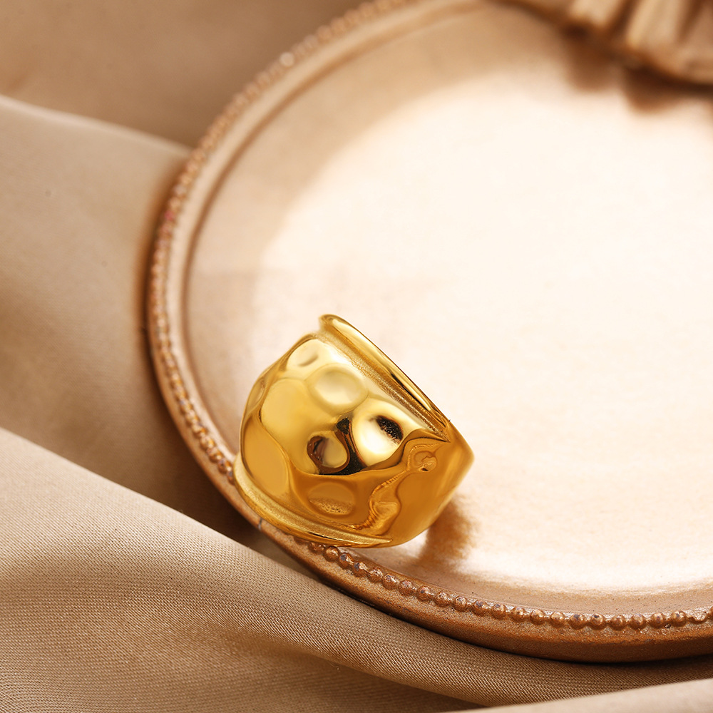 Hammered Dome Ring – Chunky Gold Stainless Steel Statement Ring
