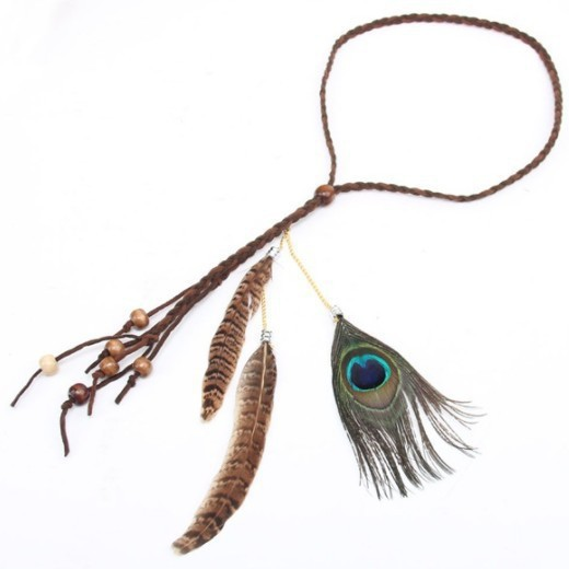 Peacock Feather Braided Headband – Boho Hair Band in Light & Deep