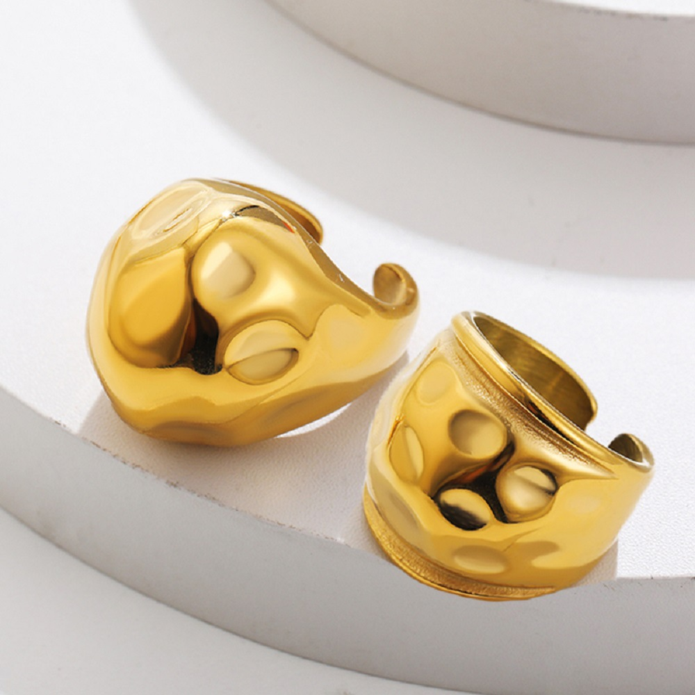 Hammered Dome Ring – Chunky Gold Stainless Steel Statement Ring
