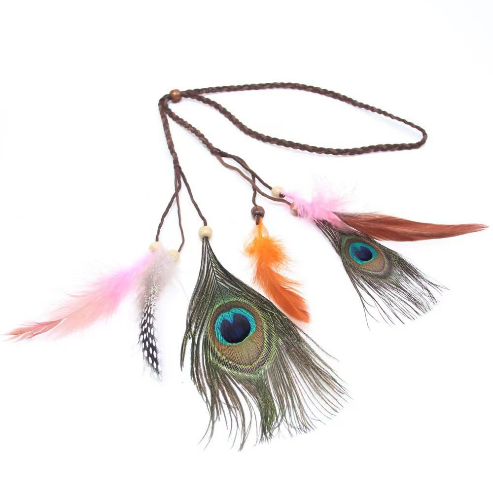 Bohemian Feather Headband – Peacock Feather Hair Band in Deep & Light