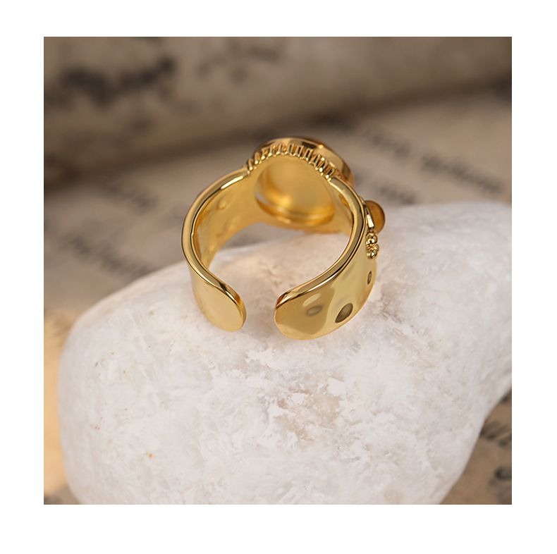 Vintage Tiger's Eye Ring – Chunky Gold Adjustable Statement Ring for Women