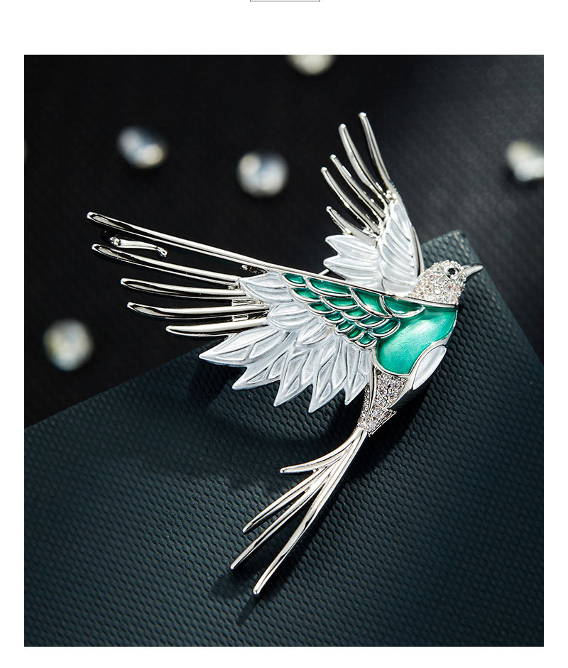 Enamel Flying Bird Brooch Pin – Crystal Swallow Brooch, Vintage-Inspired Bird Pin
