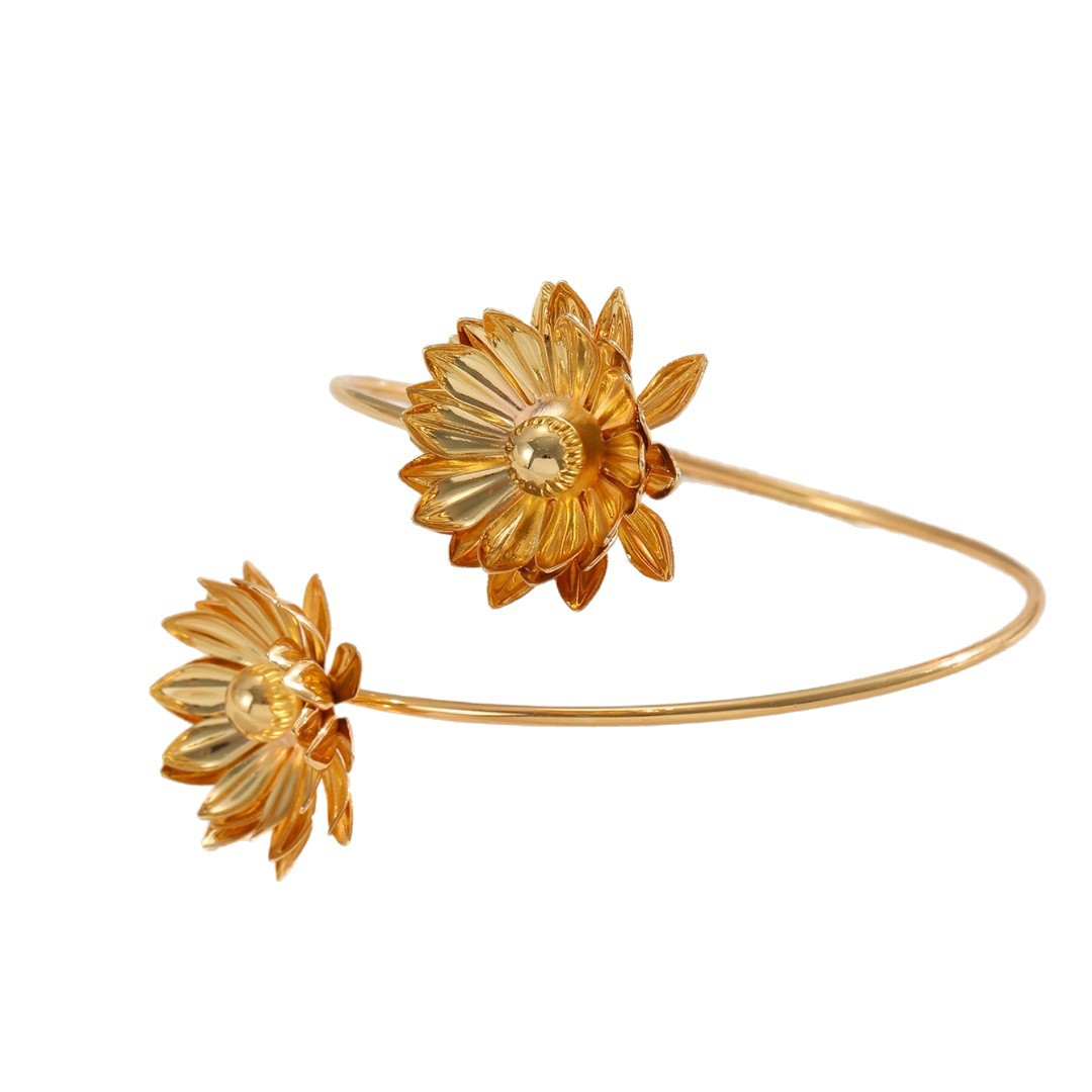 Flower Arm Cuff – Gold Upper Arm Cuff Bracelet