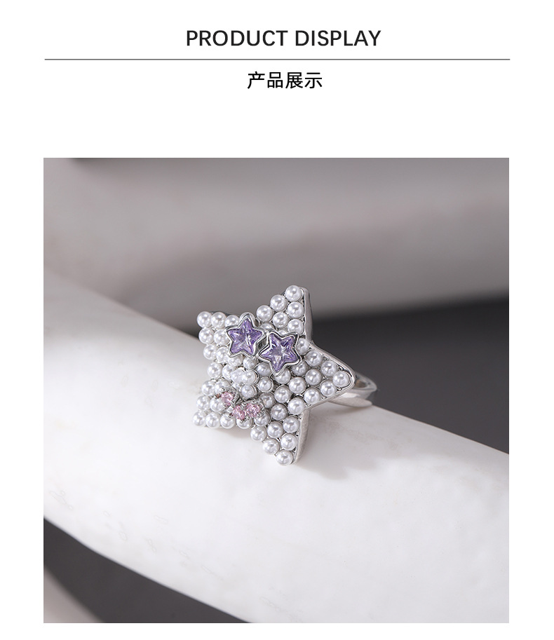 Pearl Star Ring – Gold Five-Pointed Star Ring with Pearls