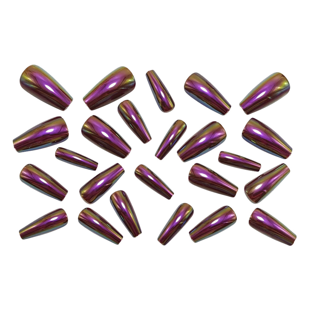 3D Flower Press-On Nails – Hand-Painted Floral Long Coffin Set, 24Pcs Sweet Summer Fake Nails