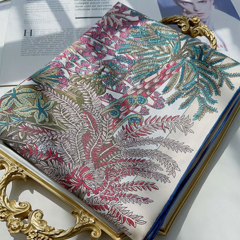 Sintra Garden Silk Twill Square Scarf - 88 x 88 cm