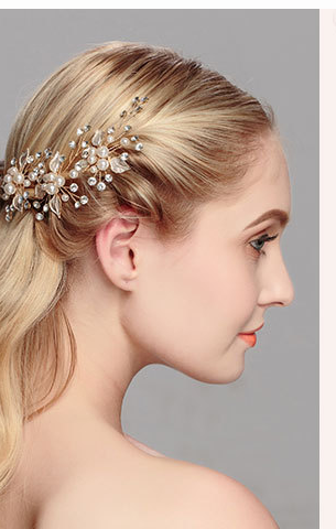 Pearl & Crystal Bridal Hair Pin – Handmade Leaf U-Pin with Rhinestones for Wedding Updos